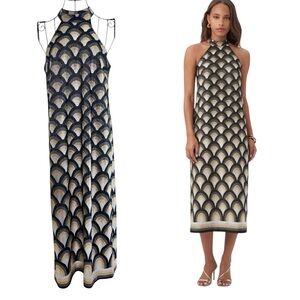 NEW Trina Turk Women’s Giri Geometric Jacquard-Knit Metallic Midi-Dress, Size 4